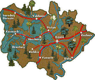 Kosiv district map