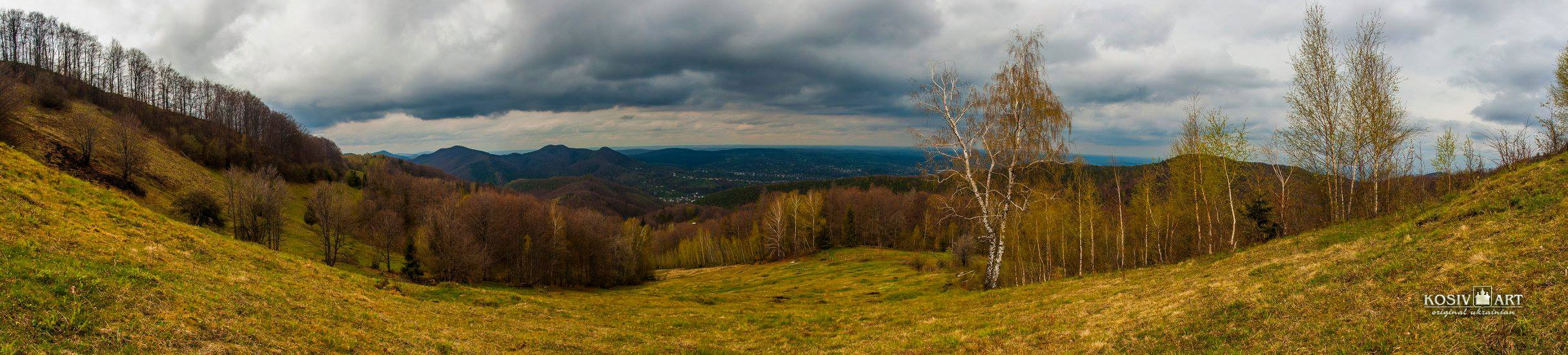 Spring Kosiv view from Mykhalkova mountain