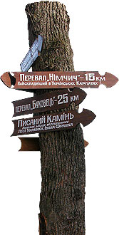 Wooden direction sign